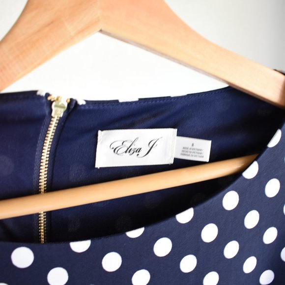 Eliza J Short Sleeve Polka Dot Dress - Picture 5 of 12